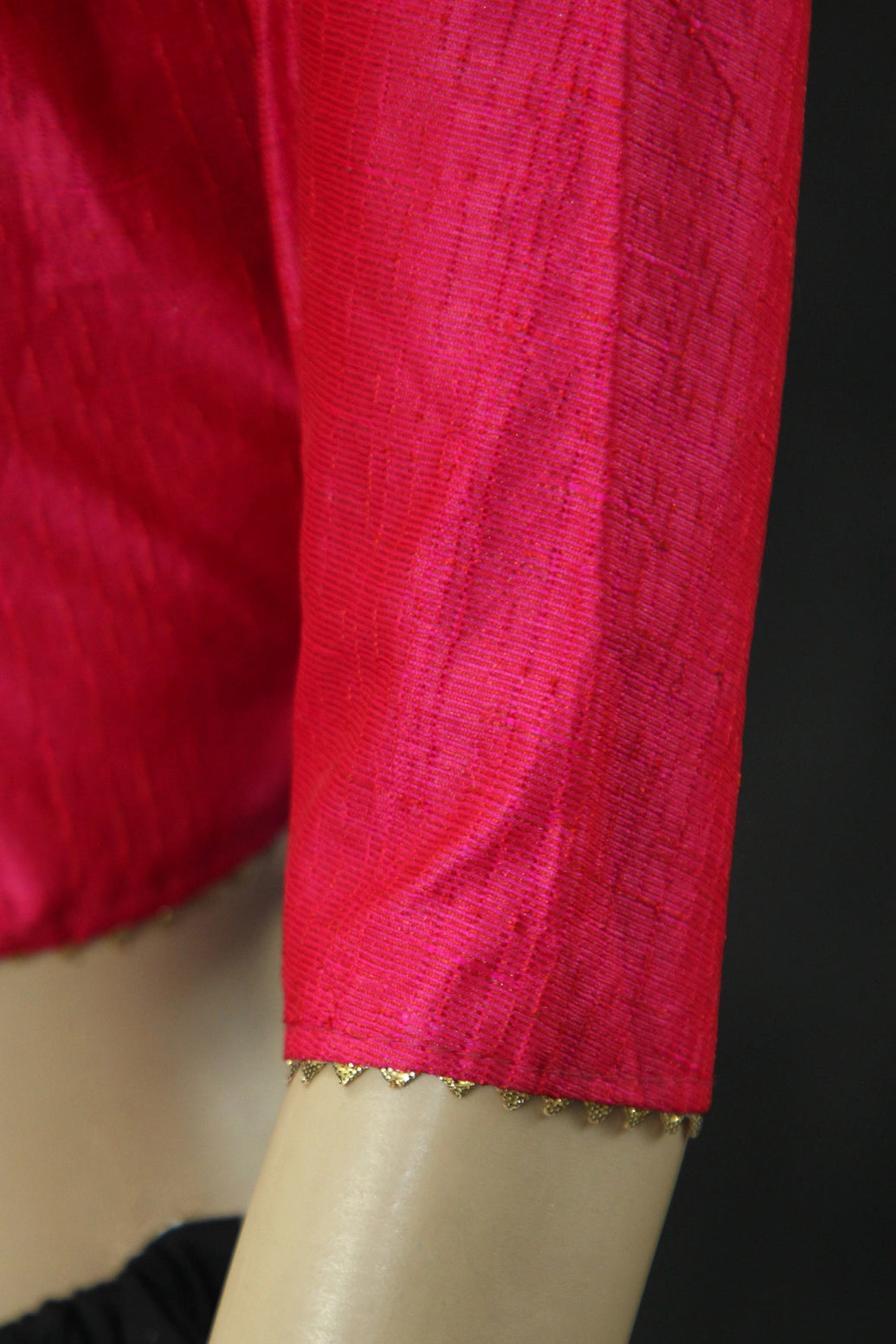 Pink Raw Silk Readymade Padded Blouse - Elbow Sleeve, Back Knot Blouse JCS Fashions