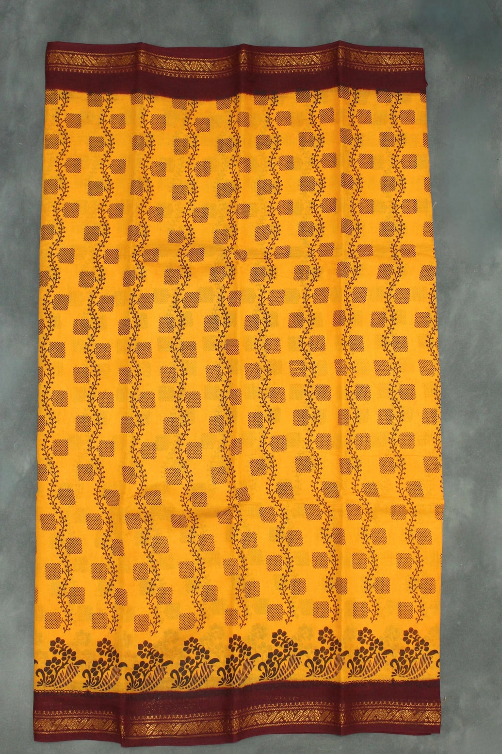 Yellow Floral Print Poly Cotton Saree - Lightweight & Soft for Daily & Festive Wear Saree JCS Fashions