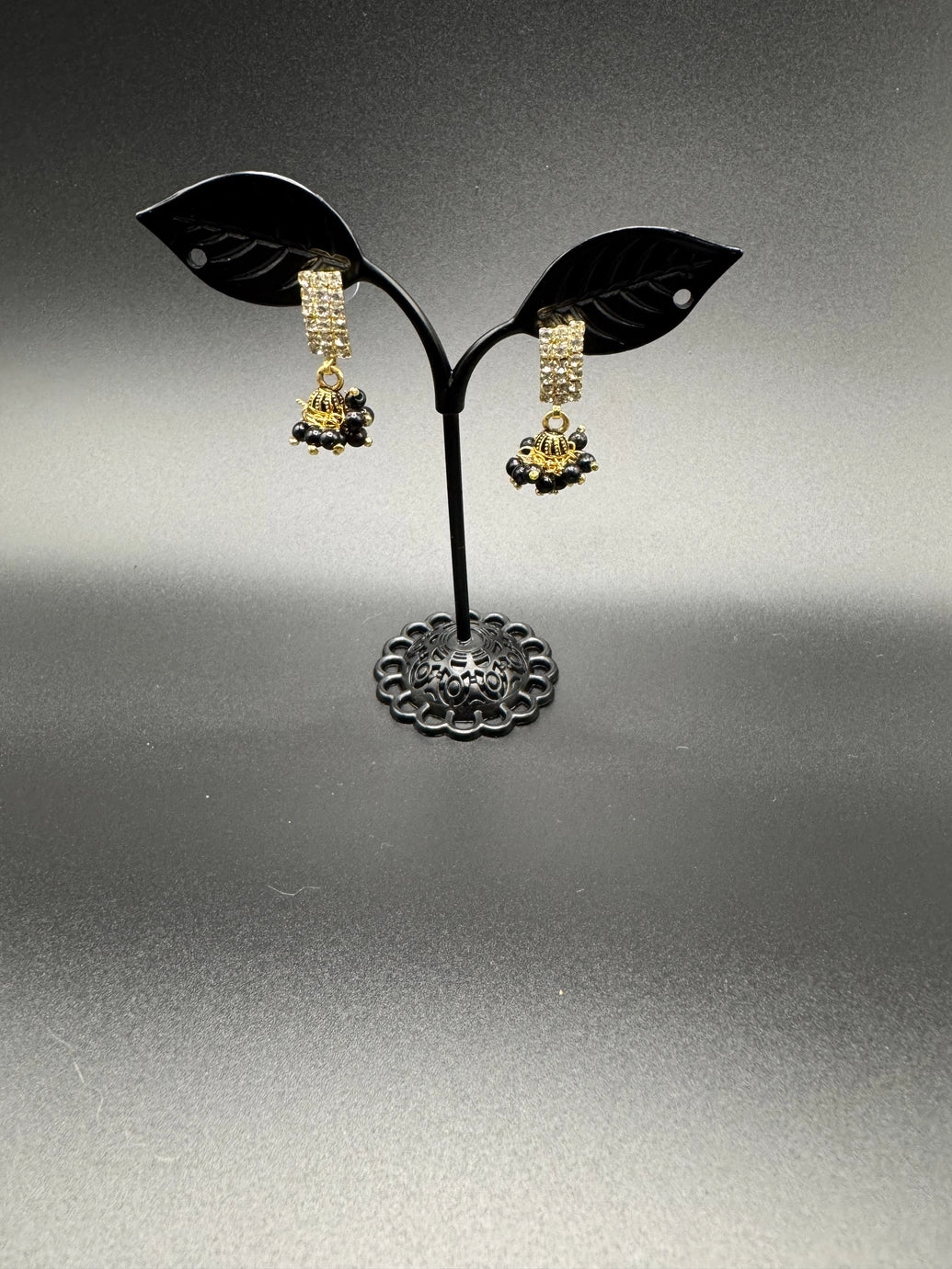 Gold Look Crystal Stud Jhumka Earrings - Traditional Fashion Jewelry Jewelry JCS Fashions