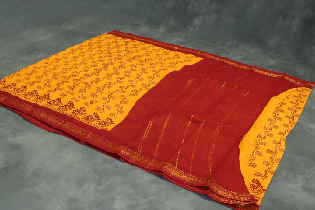 Floral Poly Cotton Saree for Daily and Festive Wear - Soft and Lightweight, 5.5 Meters Saree JCS Fashions