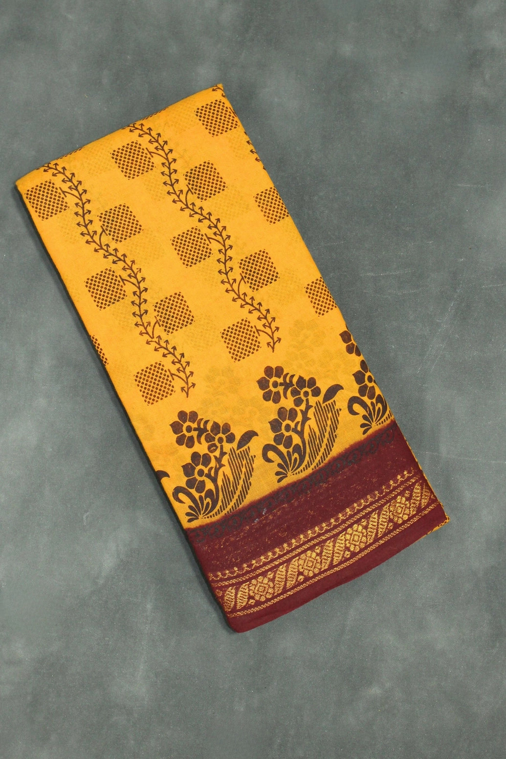 Yellow Floral Print Poly Cotton Saree - Lightweight & Festive Wear Saree JCS Fashions