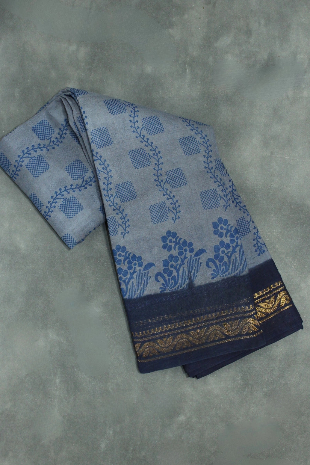 Elegant Grey Poly Cotton Floral Print Saree for Daily and Festive Wear Saree JCS Fashions