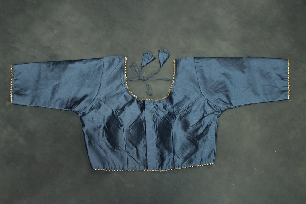 Readymade Grey Raw Silk Padded Blouse – Elbow Sleeve Blouse JCS Fashions