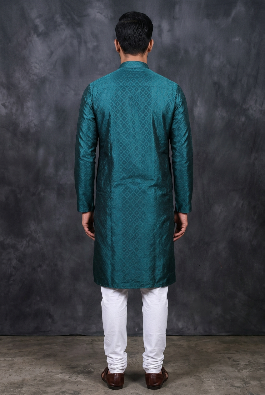Elegant Men's Diamond Pattern Kurta for Timeless Style - JCSFashions - AI Model Photo 3