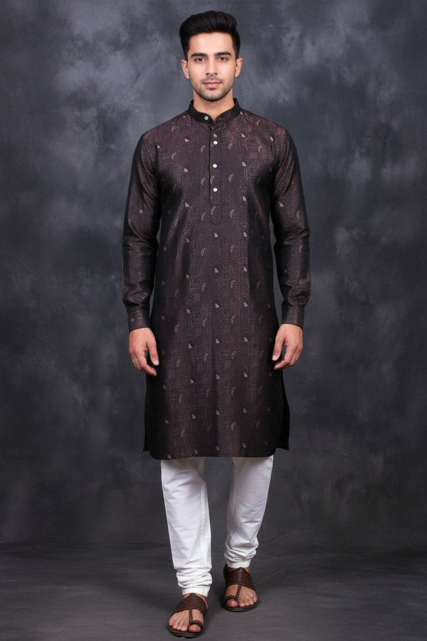 Men's Exquisite Jacquard Kurta - Tradition Meets Style with JCS Fashions - AI Model Photo 1