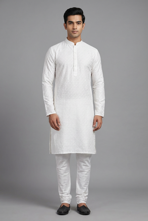 Traditional Chic Men's Diamond Pattern Kurta — Modern Fit