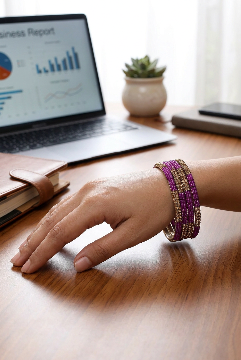 Multicolour Crystal Beaded Bangles Set with Gold-Tone Sparkle for Festive Wear, Weddings & Ethnic Styling