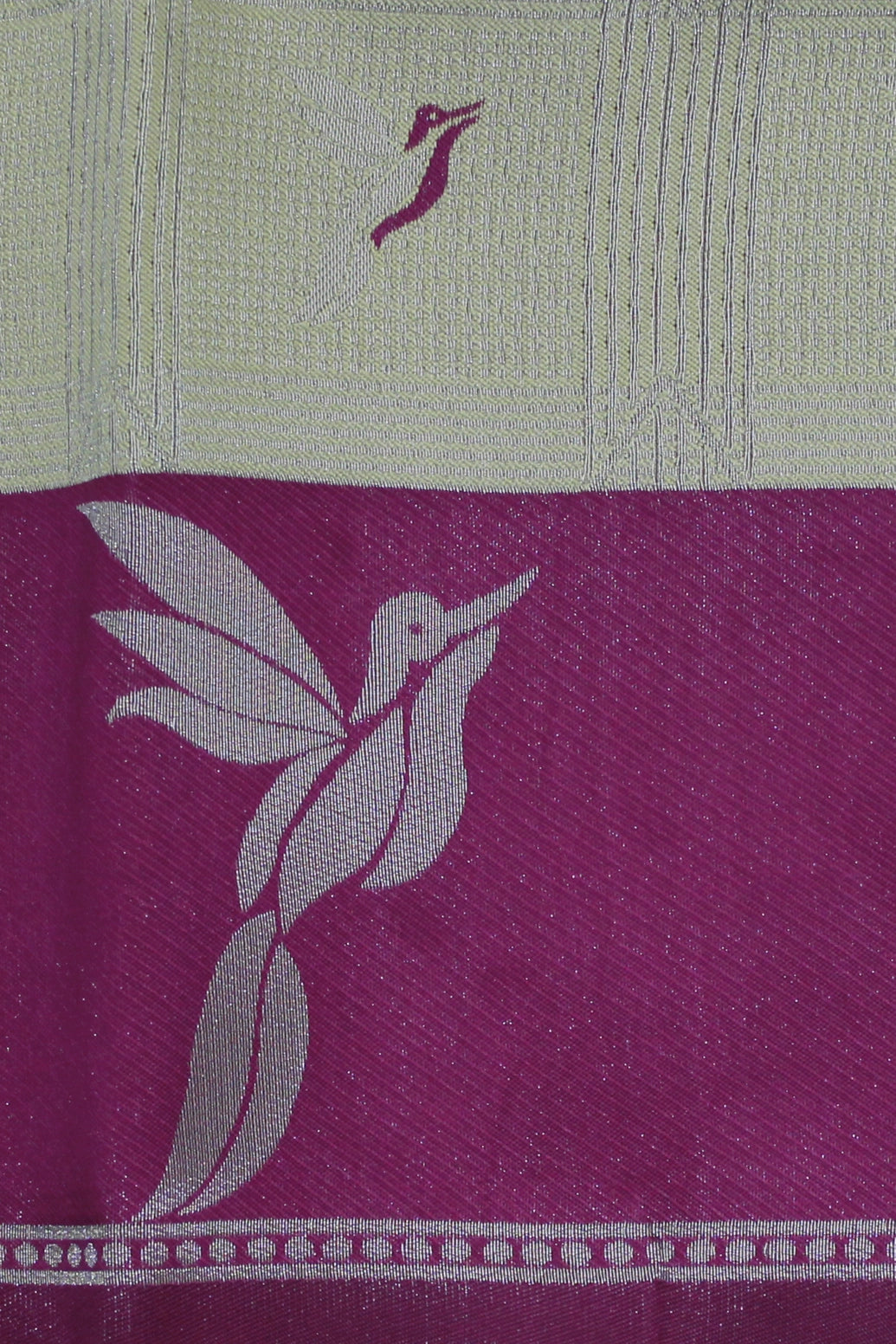 Beige & Purple Kubera Pattu Silk Saree with Zari Border and Matching Blouse