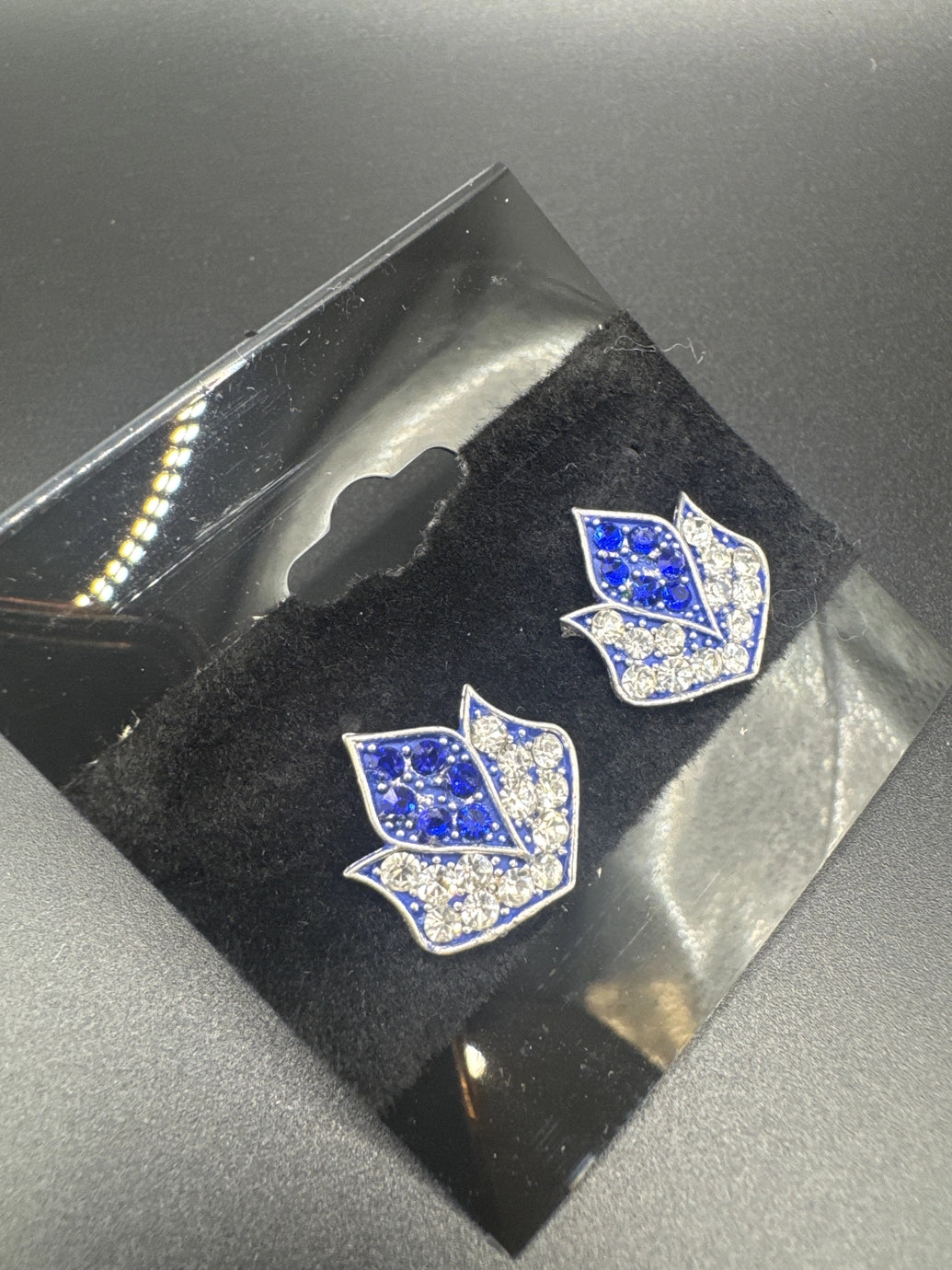 Lotus Design Crystal Stud Earrings for Women - 0.7 inch Jewelry JCS Fashions Blue 0.7 inch