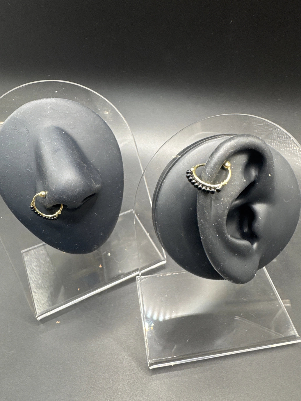 Gold-Tone Beaded Clip-On Nath Nose Ring - Half Hoop Indian Nose Pin Jewelry JCS Fashions Black 0.5 inch