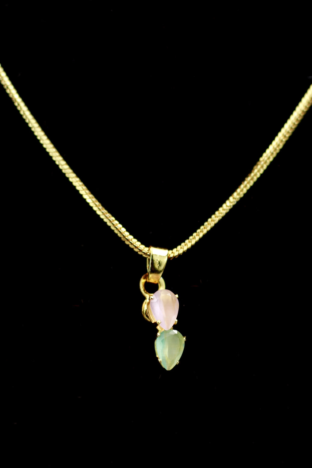 Gold-Tone Neck Set with Delicate Stone Pendant for Traditional Ethnic Wear - Gold
