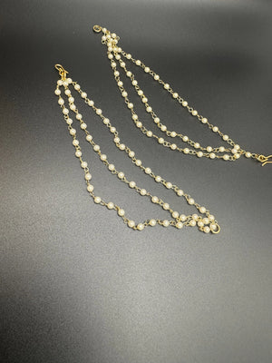 Traditional South Indian Pearl Maatal Ear Chain - 5.5 inch