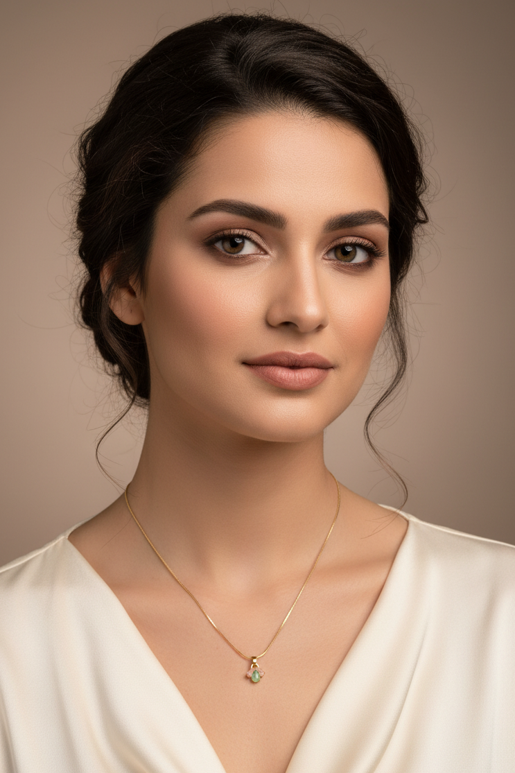 Gold-Tone Stone Pendant Chain Necklace Set for Women | Ethnic Neckwear Jewellery