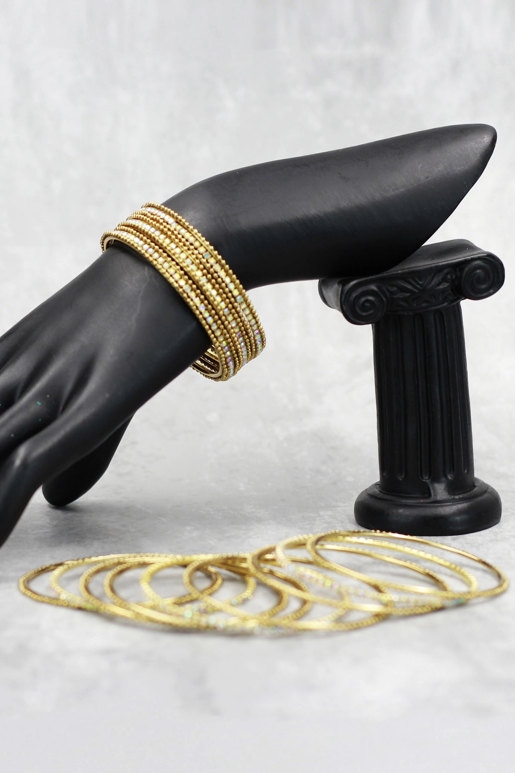 Gold-Tone Crystal Bangles with Multicolour Stones for Festive Wear, Wedding Jewellery - Gold
