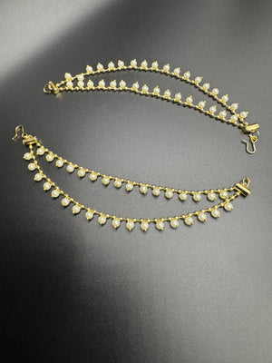 Gold-Plated Pearl Ear Chain for Women - 6 Inch