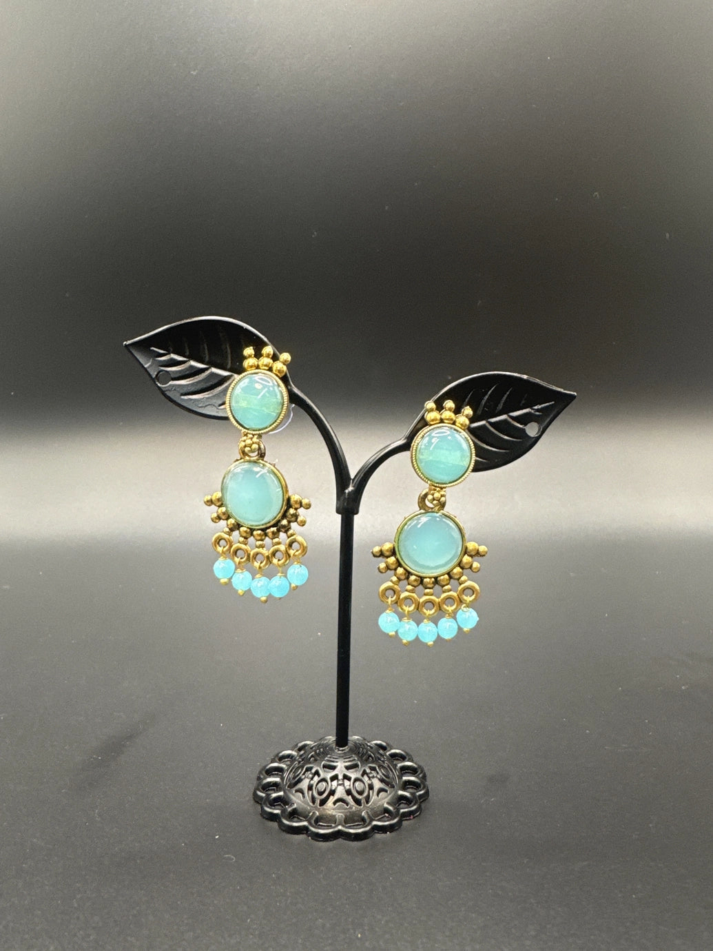 Gold-Tone Multicolor Beaded Ethnic Jhumka Dangler Earrings