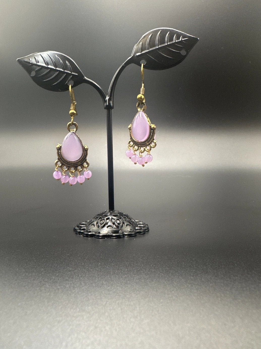 Traditional Teardrop Gold-Plated Beaded Dangle Earrings