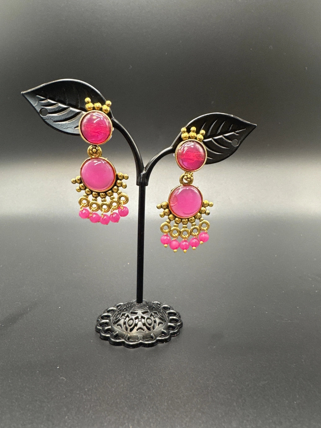 Gold-Tone Multicolor Beaded Ethnic Jhumka Dangler Earrings