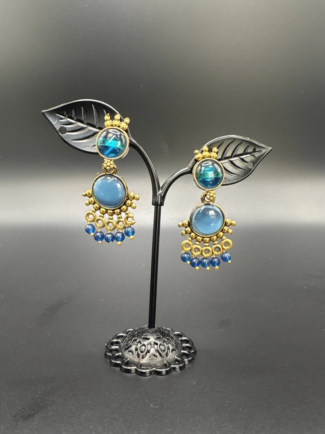 Gold-Tone Multicolor Beaded Ethnic Jhumka Dangler Earrings