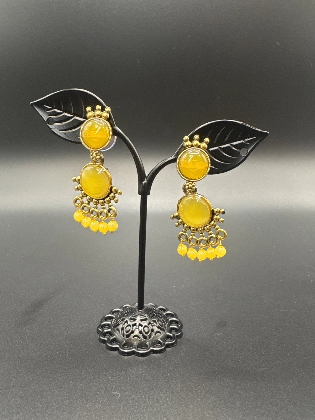 Gold-Tone Multicolor Beaded Ethnic Jhumka Dangler Earrings