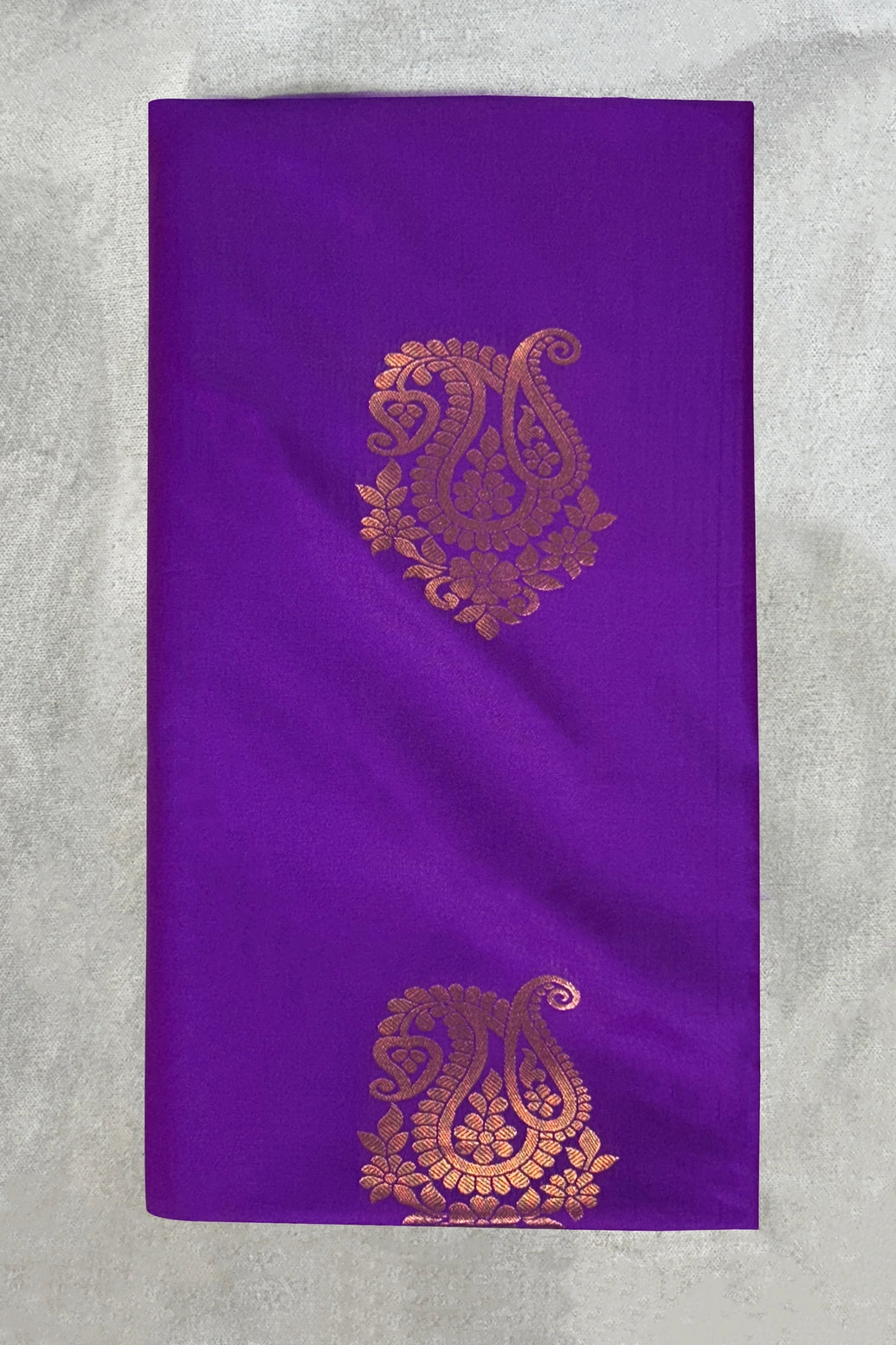 Purple Korvai Soft Silk Saree with Delicate Gold Zari Buttas and Floral Border Blouse - Purple