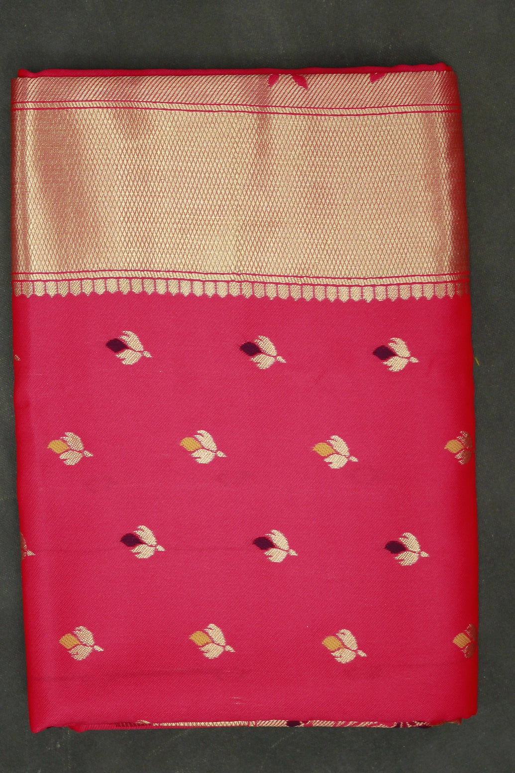 Orange Kamal Paithani Silk Saree with Floral Buttis and Design Pallu Border with Blouse - Orange