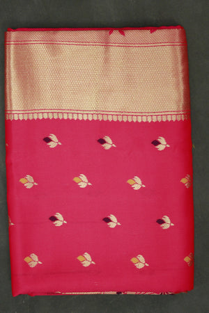 Orange Paithani Silk Saree with Floral Pallu Design Border and Butti Work, Blouse Included