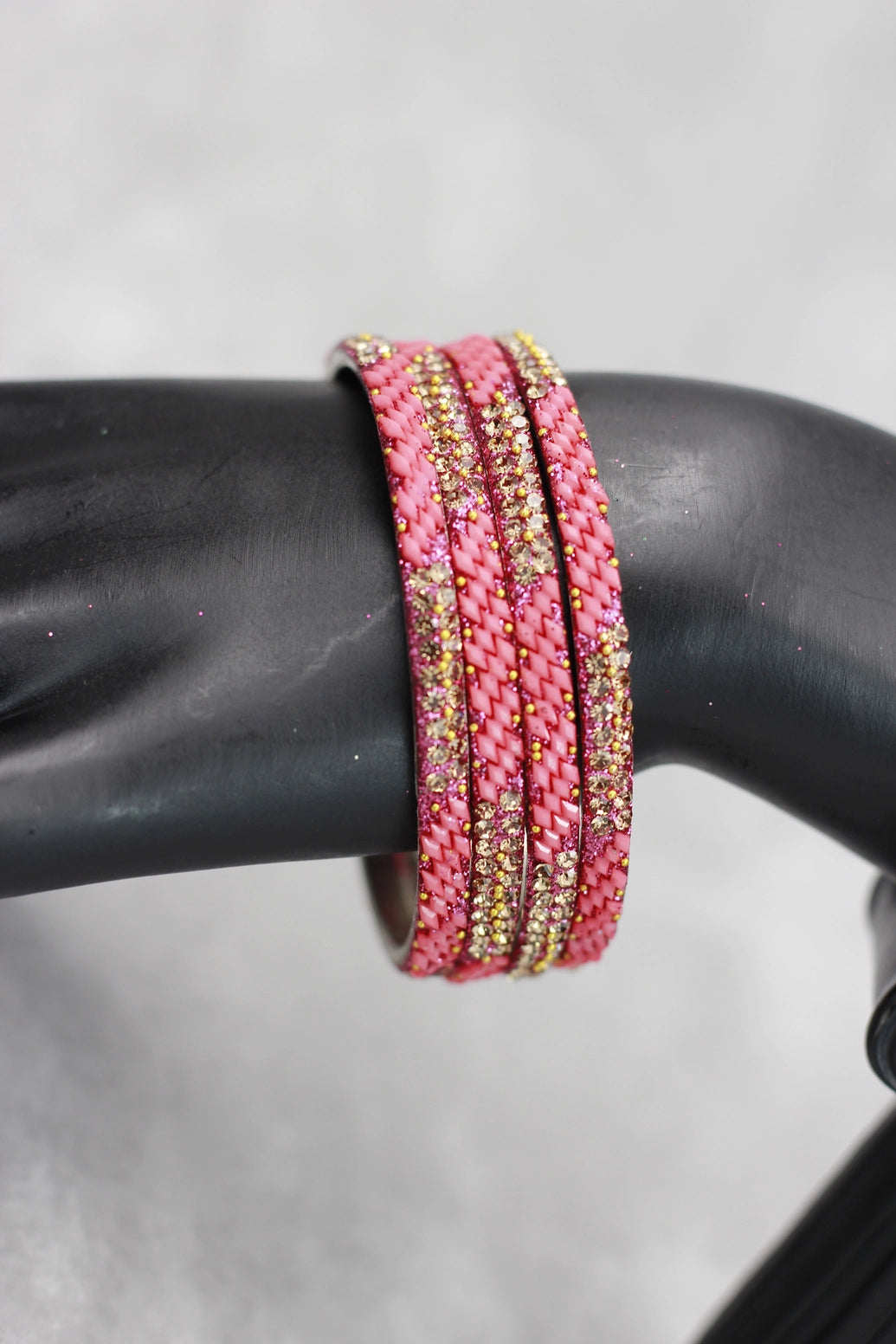 Multicolour Crystal Bangles Set with Gold-Tone Sparkle Bead Detailing for Festive Wear & Weddings