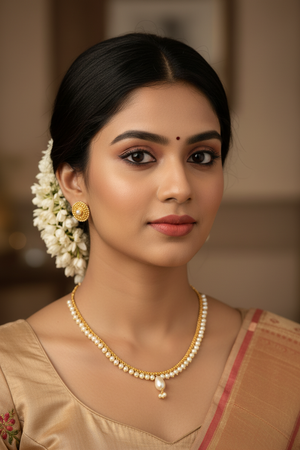 White Traditional Gold-Tone Imitation Pearl Necklace