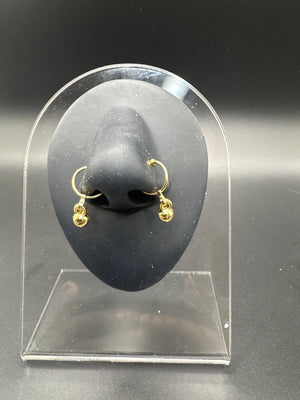 Gold-Tone Traditional Nath Nose Ring with Beaded Drops