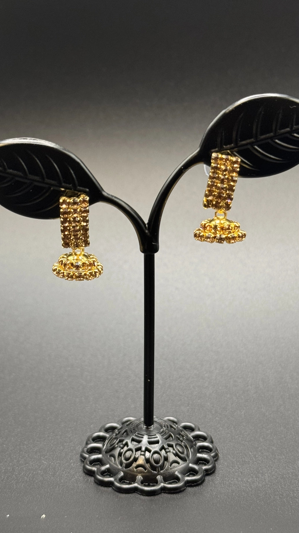 Gold Finish Crystal Jhumka Earrings for Women - Traditional Ethnic Fashion Jewelry Jewelry JCS Fashions 1 inch Gold