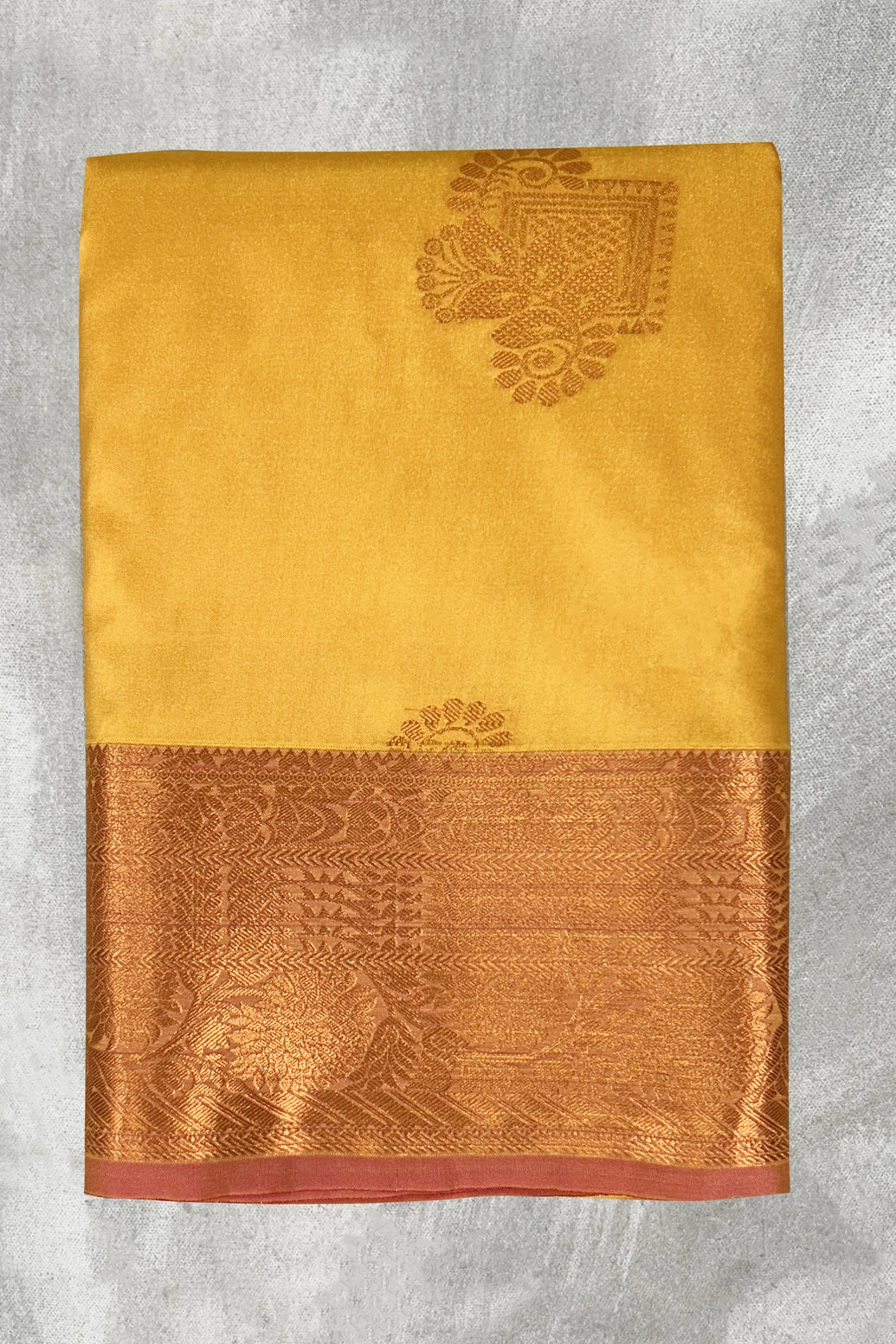 Mustard Border Soft Silk Saree with Delicate Gold Zari Buttas and Traditional Floral Border - Mustard