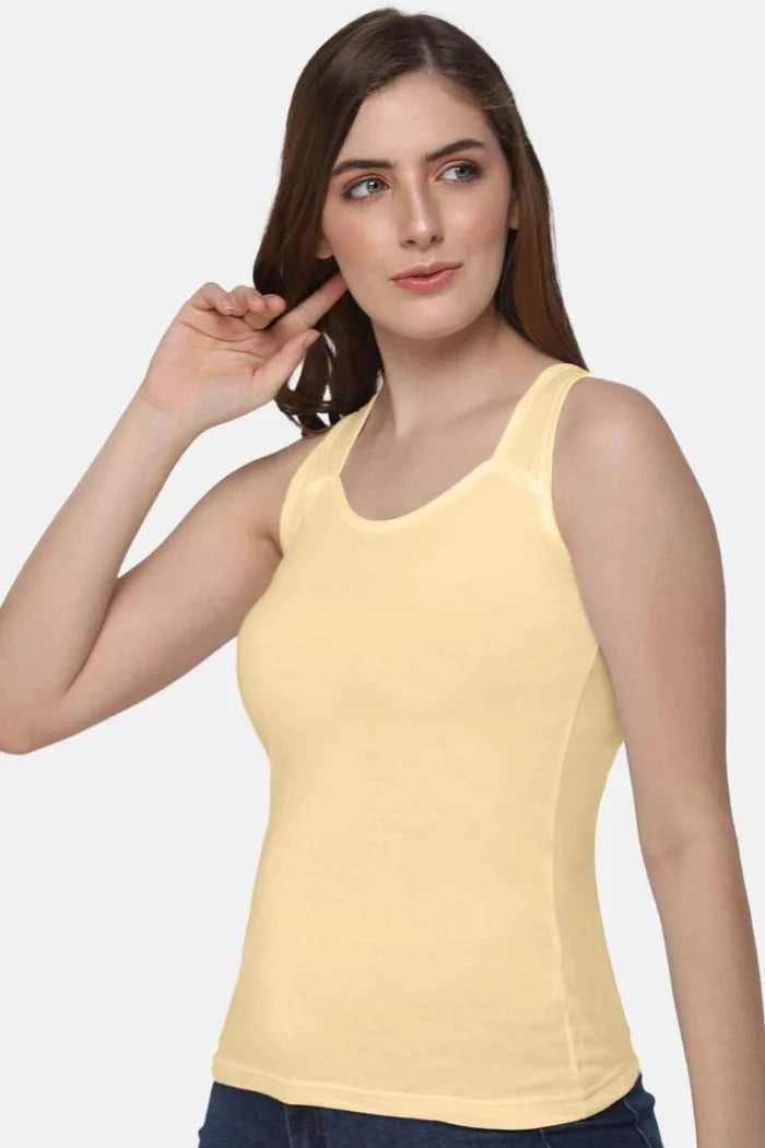 Women's Skin/Orange Contour Tank Top - Sleeveless Round Neck Innerwear TankTop JCS Fashions Skin/orange Large