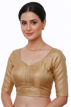 Gold Saree Blouse - Sabyasachi Cut, Ready-Made