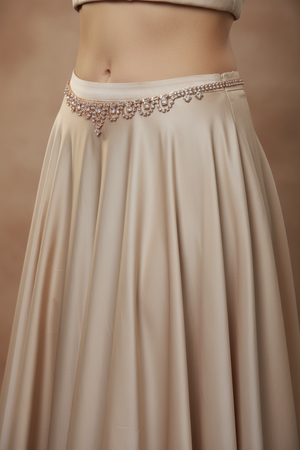 Rose Gold-Tone Scallop Crystal Hip Chain with Adjustable Extension