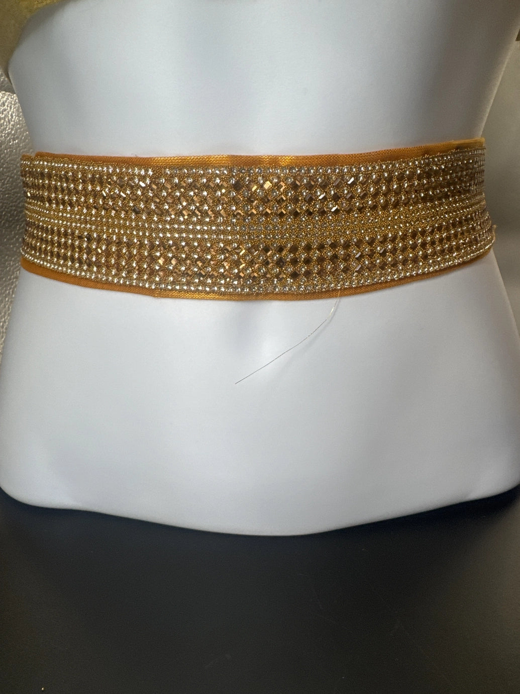 Gold-Tone Crystal Embellished Hip Belt with Adjustable Elastic and Hook Closures for Sarees Jewelry JCS Fashions Gold 28 - 32 inches