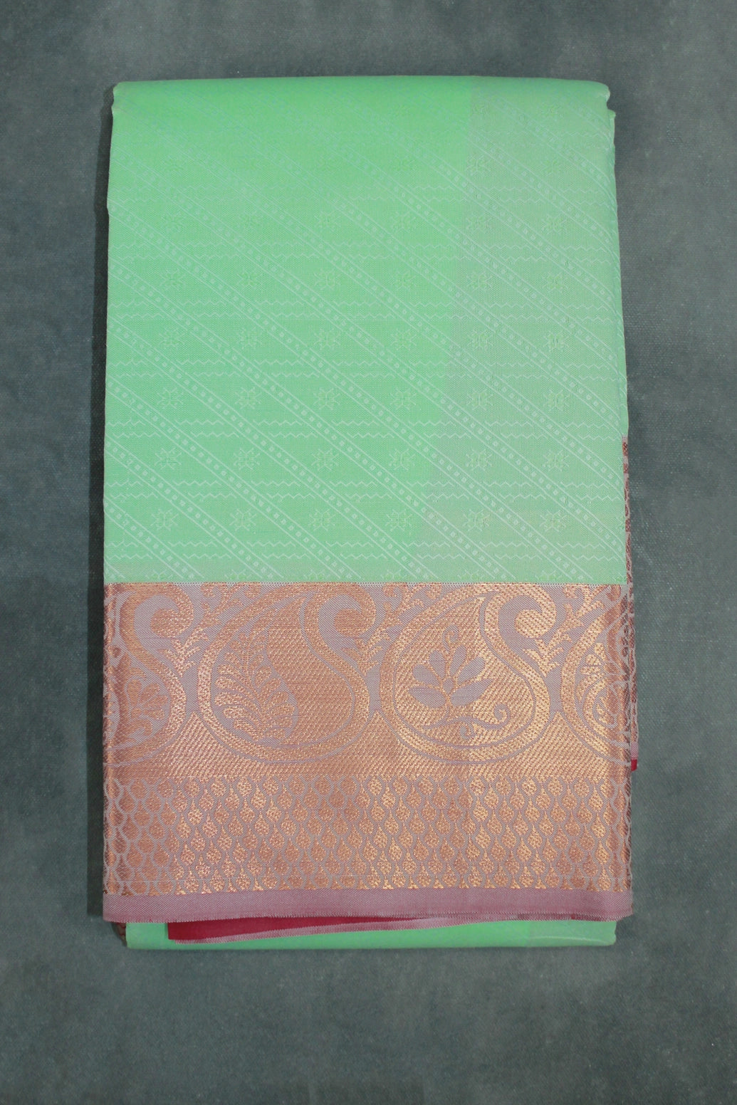 Mint Blue Emboss Silk Saree with Copper Border and Semi Silk Texture for Traditional Wear - Mint Blue