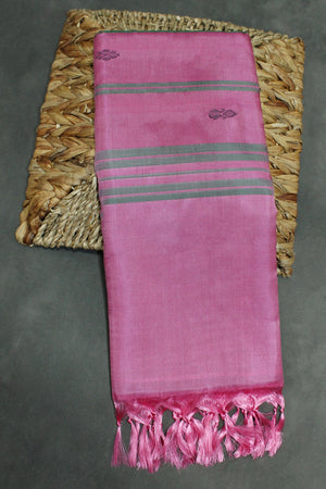 Magenta Pink Vaazhai Naar (Banana Pith) Saree with Small Buttas and Green Pallu