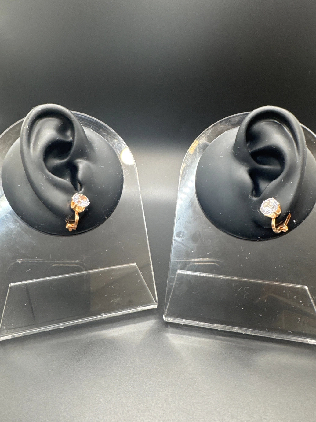 Rose Gold Oval Crystal Clip-On Stud Earrings – Non-Pierced Design