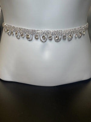 Silver-Tone Crystal Hip Chain – Dual-Row Rhinestone