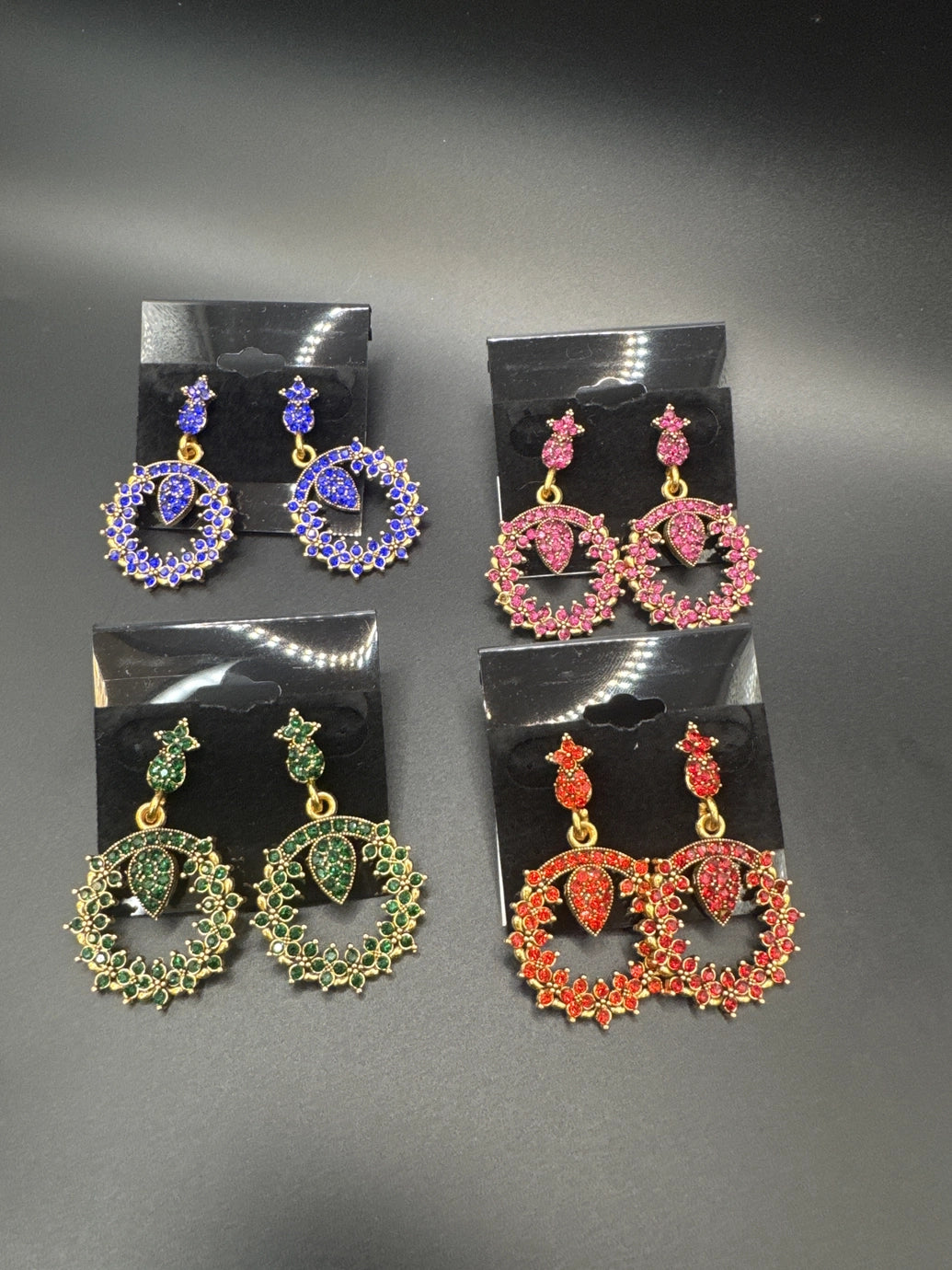 Gold-Tone Crystal Circular Drop Earrings – 1.75 inch