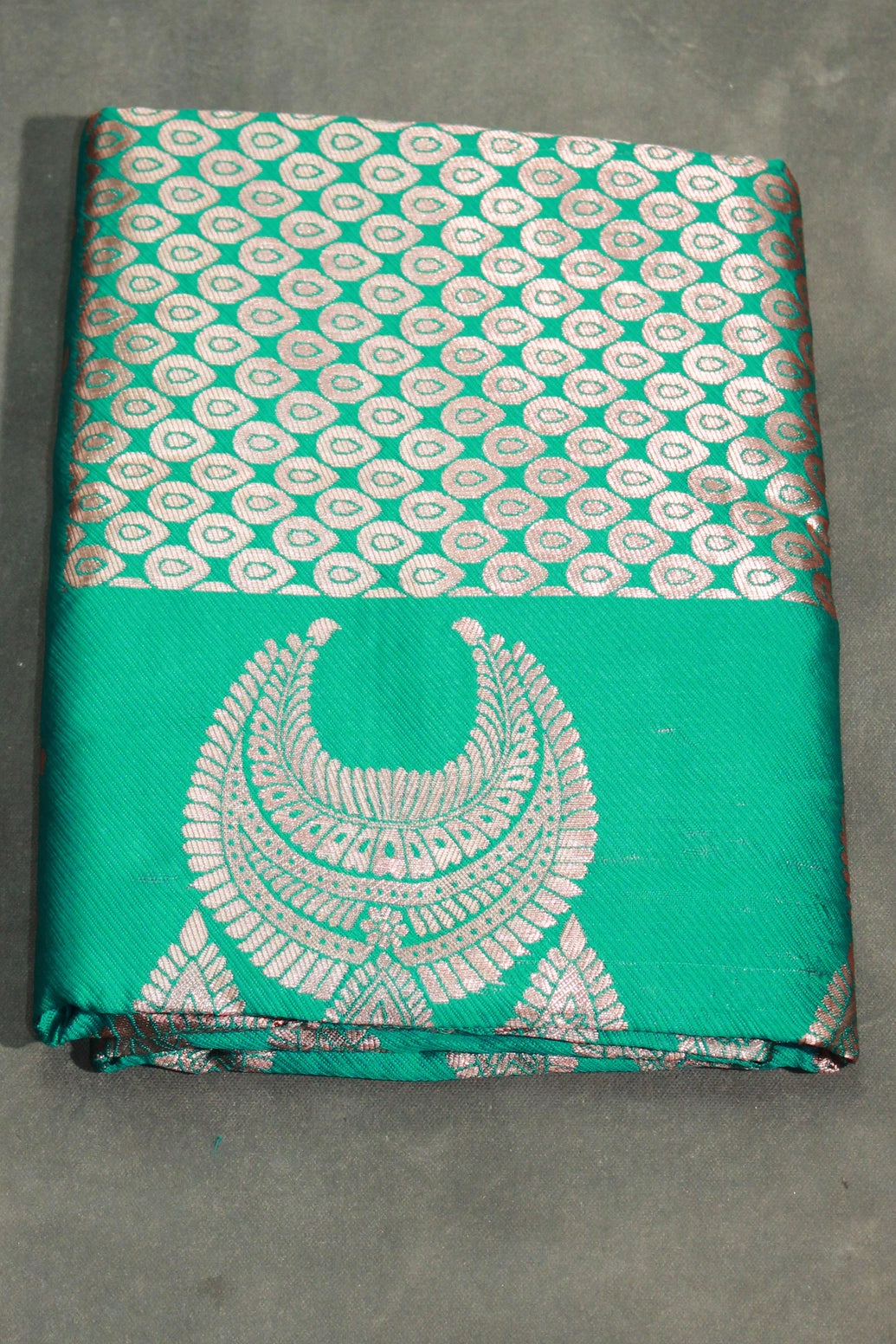 Green Coconut Silk Saree with Jhumka Design Pallu & Border, Comes with Blouse - Green