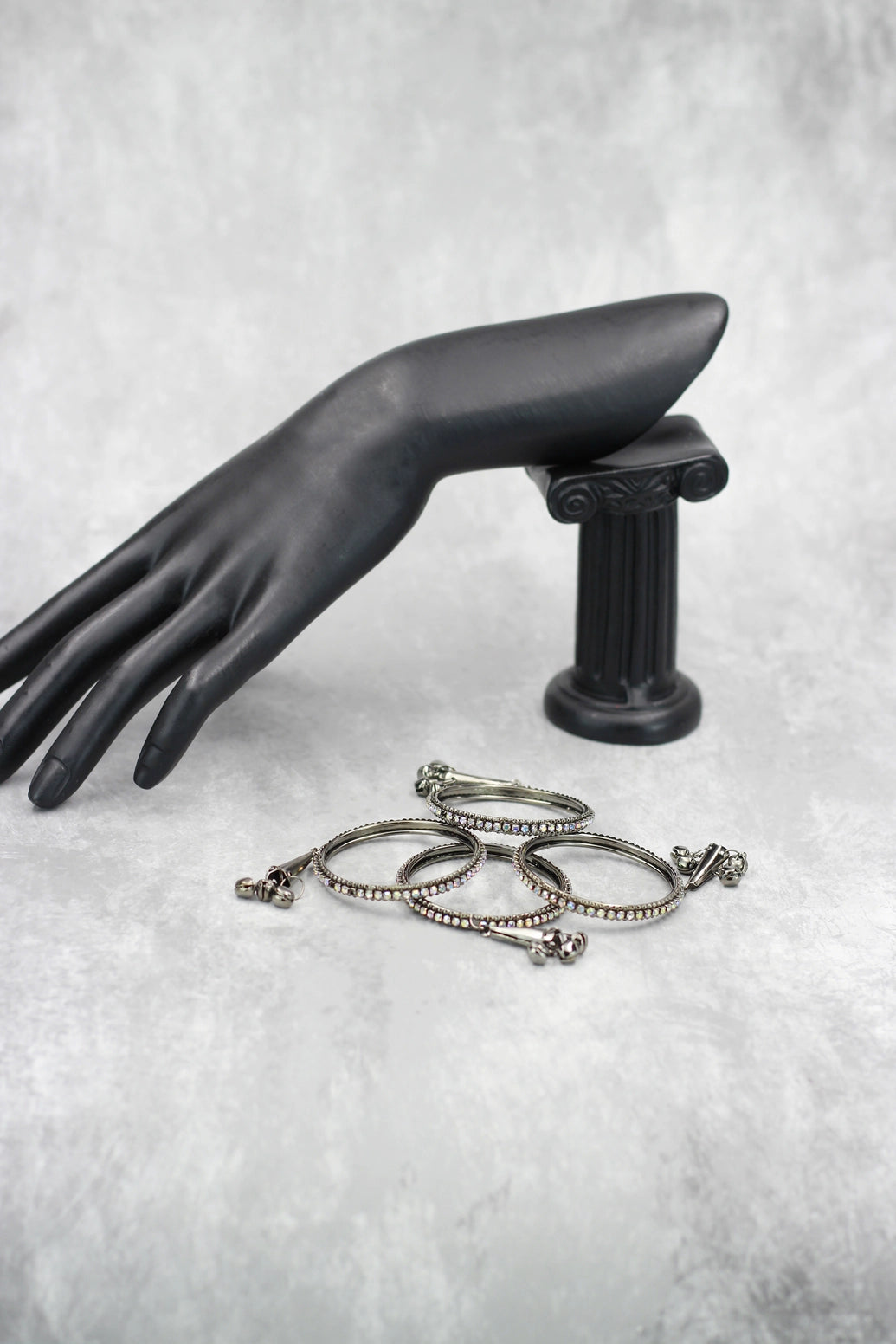 Oxidized Silver-Tone Crystal Bangles for Festive Occasions - German Silver