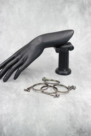 Oxidized Silver-Tone Crystal Bangles for Festive Occasions