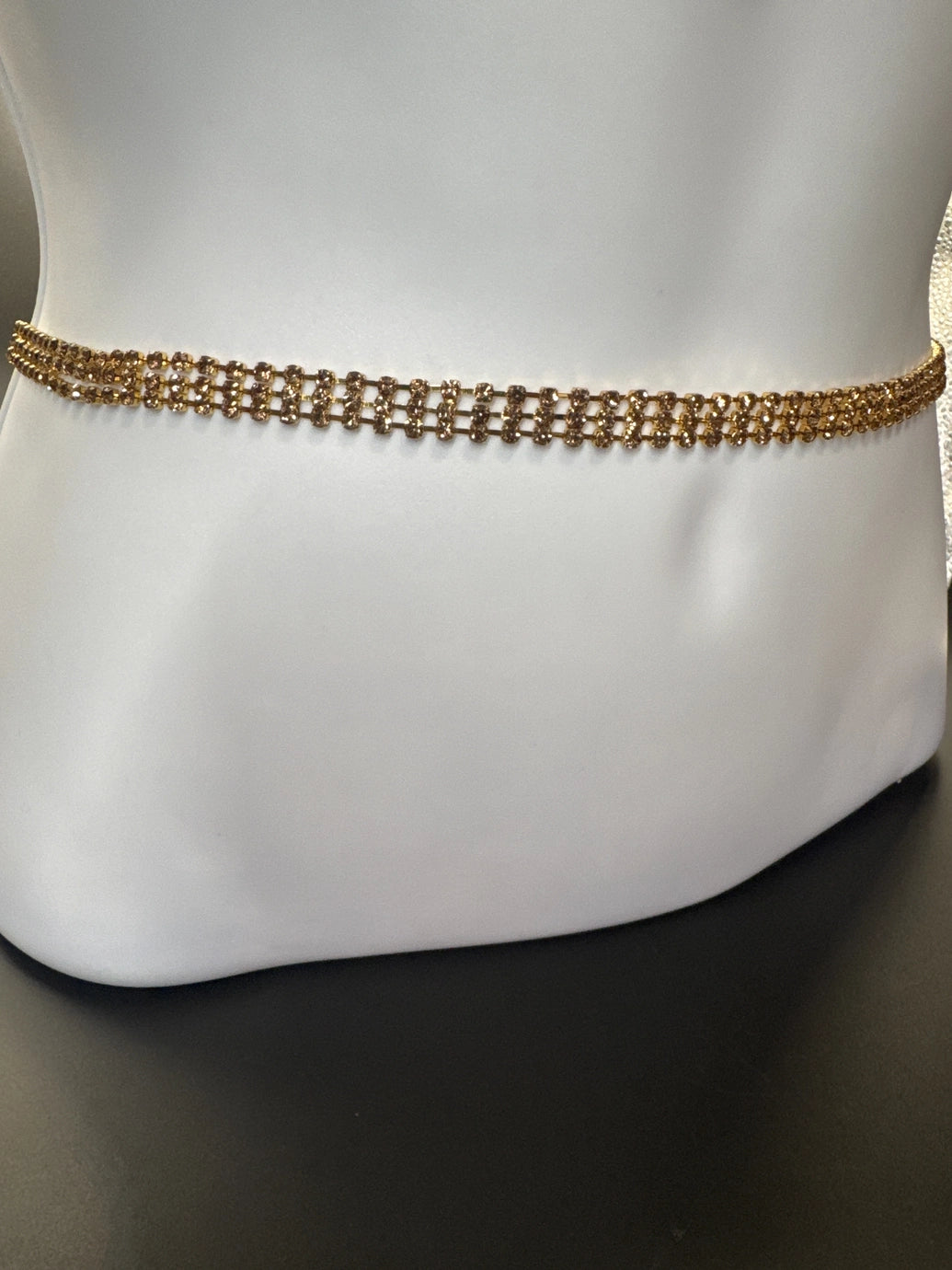 Gold-Tone Three-Layer Hip Chain with Sparkling Link Detailing – Adjustable Fashion Waist Belt Jewelry JCS Fashions Gold 20 - 38 inches