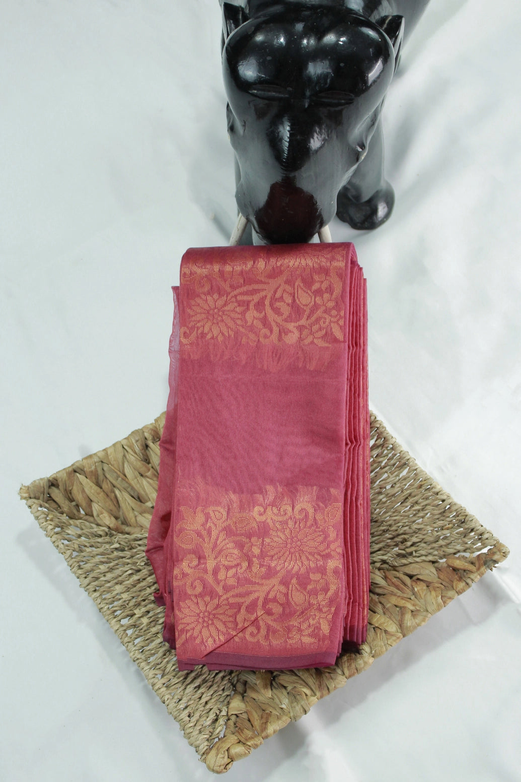 Brown Silk Cotton Saree with Zari Border, Borderless Design and Blouse Piece for Festive Wear - Brown