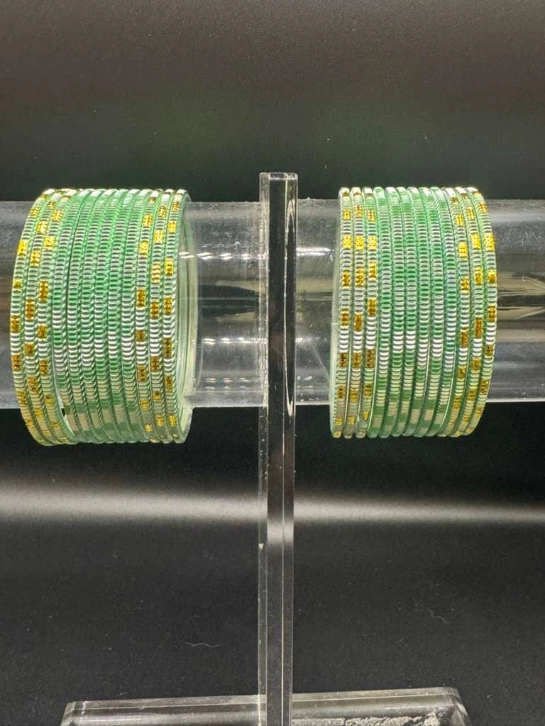 Pista Green Kids Metal Bangles Set (24 Pcs) for Girls, Traditional Ethnic Style - Pista Green