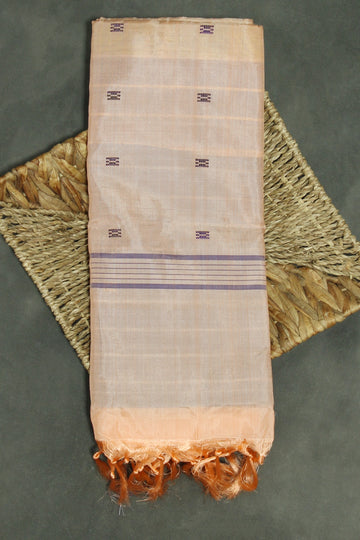 Peach Vaazhai Naar (Banana Pith) Borderless Saree with Small Butta and Full Body Design