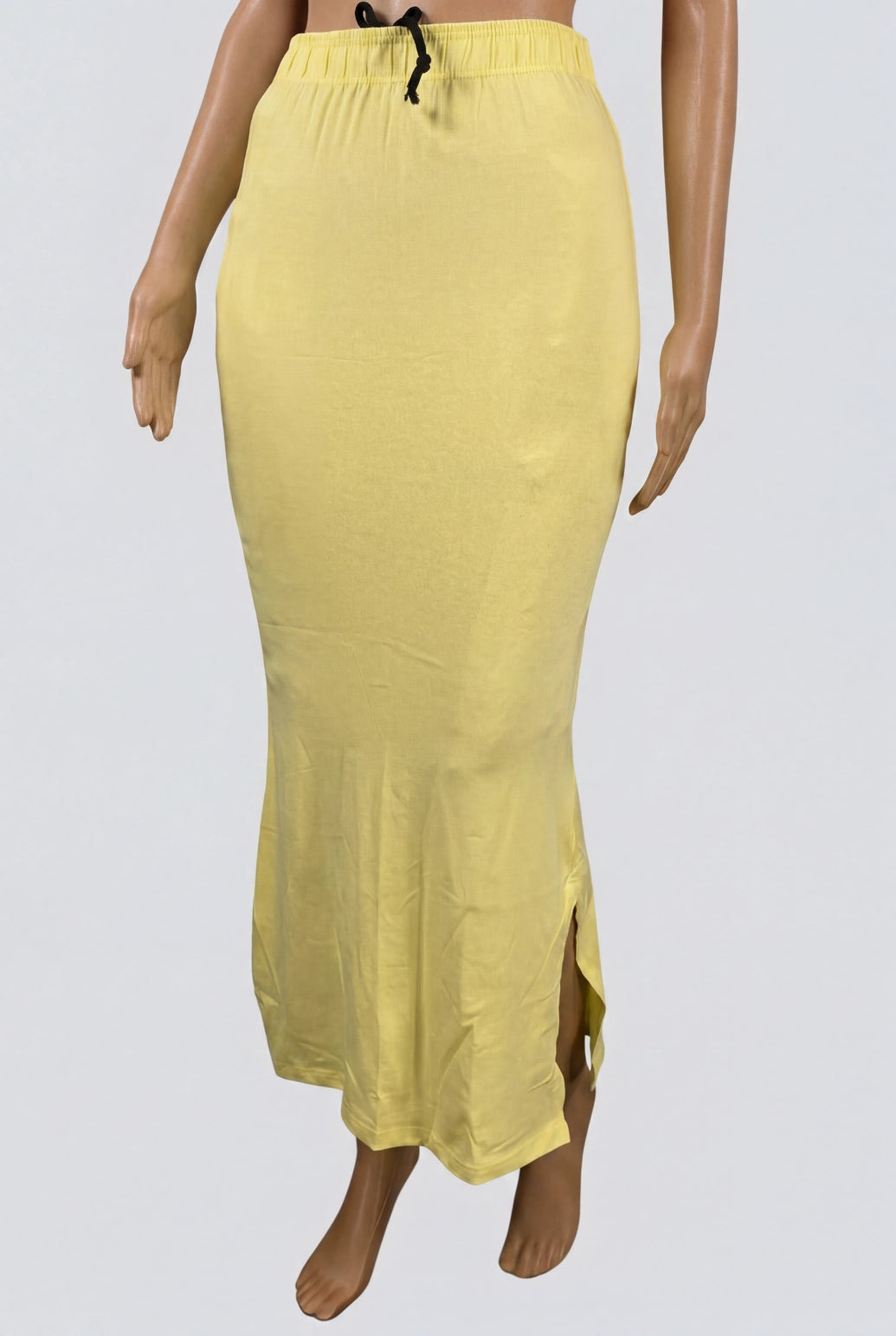 Pastel Yellow Shapewear Petticoat with Side Cut, Elastic Waist & Knee Length for Comfort - Pastel Yellow