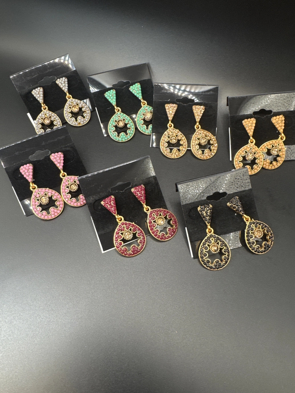 Antique Gold-Tone Circular Drop Earrings with Crystal & Beads Jewelry JCS Fashions